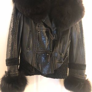 Beautiful leather/fox/sheared mink custom made in Italy